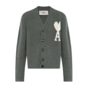 Ami Paris Cardigan med logotyp Green, Dam