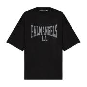 Palm Angels T-shirt med logotyp Black, Dam