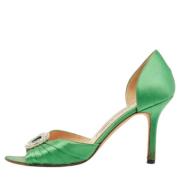 Manolo Blahnik Pre-owned Pre-owned Satin klackskor Green, Dam