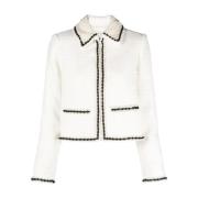 Alice + Olivia Vit Tweedjacka med Pärlor White, Dam