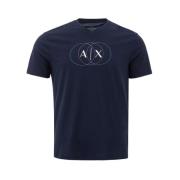 Armani Exchange Elegant Bl Bomull T-shirt Mn Blue, Herr