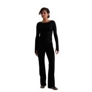 Aim'n Black Ease Ribbed Long Sleeve Top Black, Dam