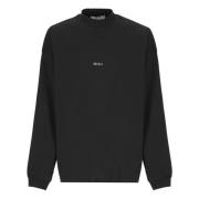 Msgm Svart Bomull T-shirt Hög Hals Långa ärmar Black, Herr