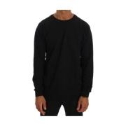 Daniele Alessandrini Elegant svart crewneck bomullströja Black, Herr