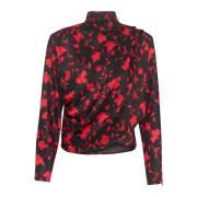 Gestuz Röd Shadow Flower Draperad Blus Red, Dam