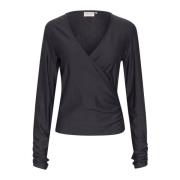 Gestuz Wrap Top Blus Grå Pinstripe Gray, Dam