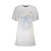 Cavalli Class Elegant vit bomullst-shirt med ikoniskt tryck White, Dam