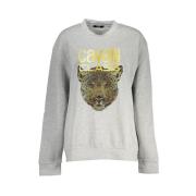 Cavalli Class Grå Fleece Sweatshirt med Rund Hals Gray, Dam