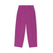 Ganni Straight Trousers Purple, Dam