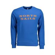 North Sails Blått Bomull Logo Sweatshirt Blue, Herr