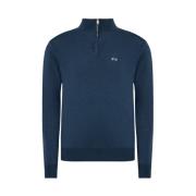 La Martina Blå Akryl Half-Zip Tröja med Logo Blue, Herr