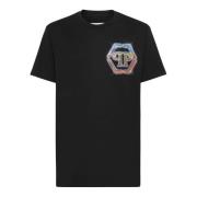 Philipp Plein Svart Logotyp Tryck Bomull T-shirt Black, Herr