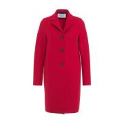 Harris Wharf London Röd Enkelknäppt Ullrock Aw24 Red, Dam