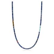 Nialaya Blue Lapis Heishi Necklace with Tiger Eye and Turquoise Gray, ...