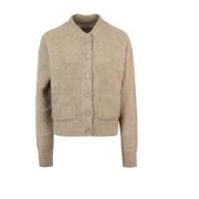 Sportmax Bomber Line Cardigan Sweater Beige, Dam