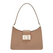 Furla Geometrisk Axelväska med Arch Logo Beige, Dam