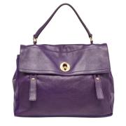 Yves Saint Laurent Vintage Pre-owned Canvas handvskor Purple, Dam