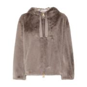 Herno Faux-Fur Dove Grey Coat Gray, Dam