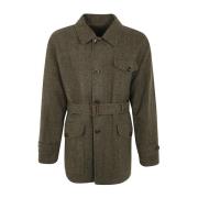 Ralph Lauren Olive Top Coat Rev Walking Single Breasted Green, Herr