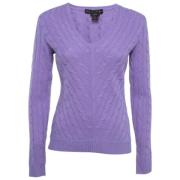 Ralph Lauren Pre-owned Pre-owned Stickat toppar Purple, Dam