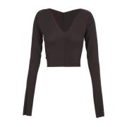 Cortana V-ringad Cupro Stretch Top Black, Dam