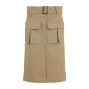 Chloé Khaki Midi Kjol Brown, Dam