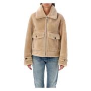 Urbancode Vändbar Shearling Aviator Peacoat Kamel Beige, Dam