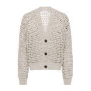 Brunello Cucinelli Quarzo Cardigan Sweater Beige, Dam