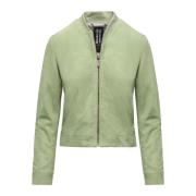 BomBoogie Leather Jackets Green, Dam