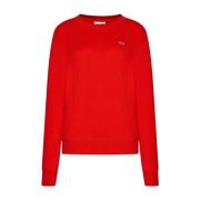 Lacoste Klassisk Röd Crew Neck Sweatshirt Red, Dam