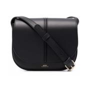 A.p.c. Svart Läder Crossbody Väska med Logotyp Black, Dam