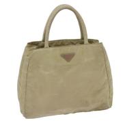 Prada Vintage Pre-owned Nylon handvskor Beige, Dam