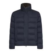 Herno Navy Blue Quilted Bomber Jacket Blue, Herr