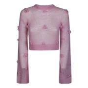 Rotate Birger Christensen Lätt Crewneck Topp Pink, Dam