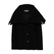 Jacquemus Svart Ullrock Oversized Krage Black, Dam