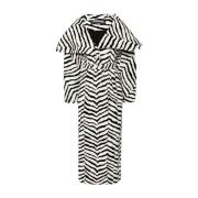 Jacquemus Zebra Jacquard Draped Collar Coat Black, Dam