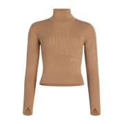 Patou Beige Sweater med Appliqué Logo Beige, Dam