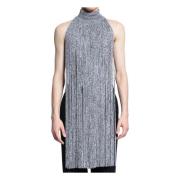 Burberry Fringed Mouliné Ärmlös Asymmetrisk Hem Gray, Dam