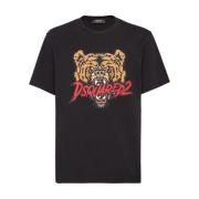 Dsquared2 Svarta T-shirts & Polos för Män Black, Herr