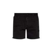 Dsquared2 Svarta Bomullsshorts Fransfinish Black, Herr