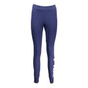 Fila Blå Logo Print Bomull Leggings Blue, Dam