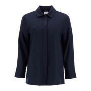 Max Mara Blå Cara Skjorta i Ullflanell Blue, Dam