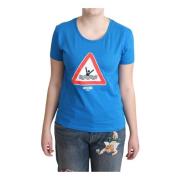 Moschino Blå Triangle Swim Grafisk Print Tee Blue, Dam