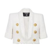 Balmain Vitt ytterplagg för kvinnor Aw24 White, Dam