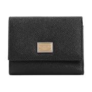 Dolce & Gabbana Svart Läder Fransk Flap Plånbok Black, Dam