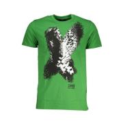 Cavalli Class Grön Bomull Logo Print T-shirt Green, Herr