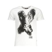 Cavalli Class Vit Bomull Logo Print T-shirt White, Herr