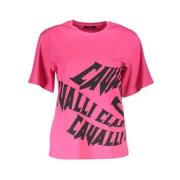 Cavalli Class Elegant rosa bomull T-shirt med signaturtryck Pink, Dam