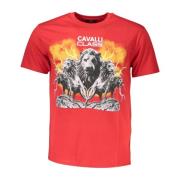 Cavalli Class Rött Tryckt Tee med Klassisk Stil Red, Herr