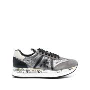 Premiata Grå Panel Lace-up Sneakers Gray, Dam